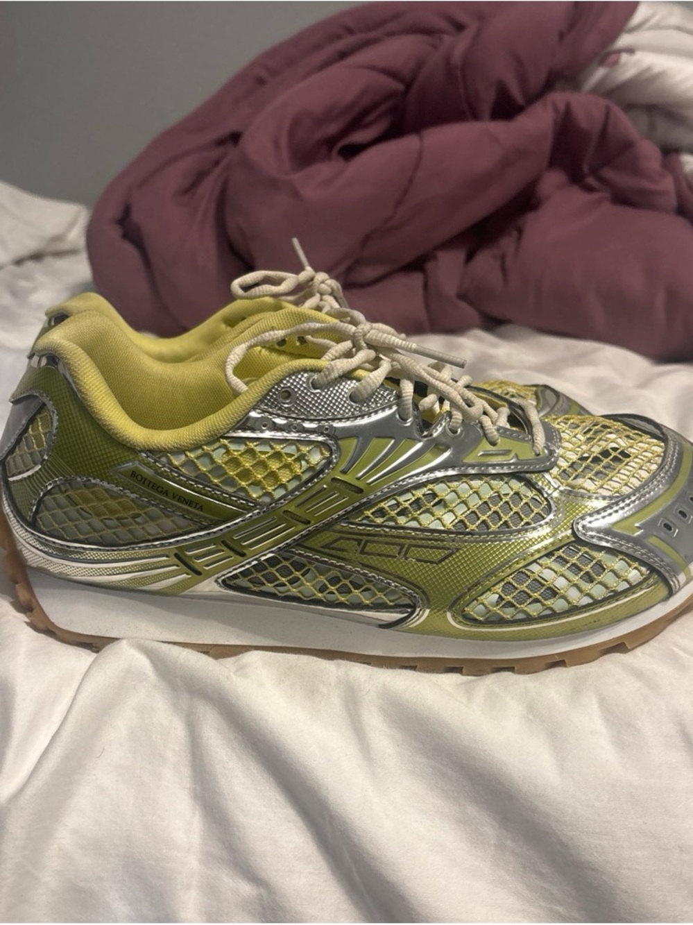 Bottega Veneta Yellow-Green and Silver Men's Runner Sneakers
